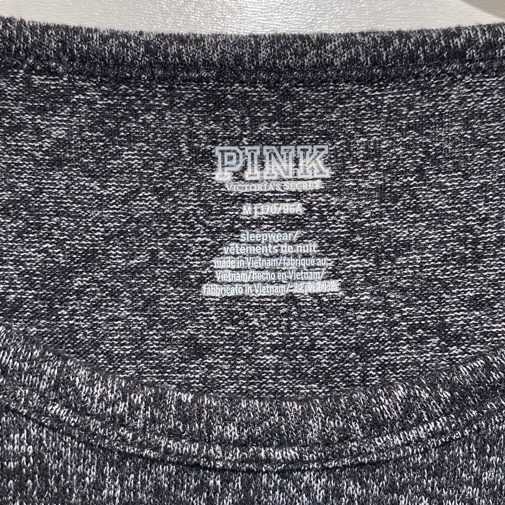 Victoria's Secret PINK Sleep Shirt Medium Grey Marled Rainbow Graphic L/S Top - Picture 4 of 8